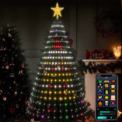 5-Foot Smart Christmas Tree With Lights - 400 LED Lights, Remote And App Control - Music Sync, 11 Modes - Green Wiring, Suitable For Artificial Trees - Multi-Color And Warm White, Indoor Outdoor Use