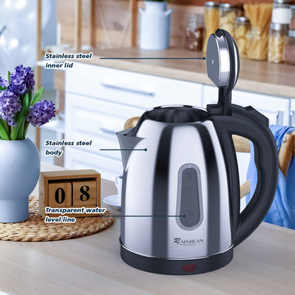 Electric Kettle Water Boiler, 1.8L Electric Tea Coffee Kettle Hot Water Boiler Auto Shut-Off & Boil Dry Protection
