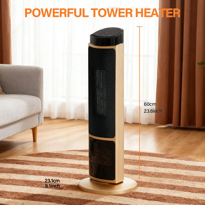 23inch Space Heaters For Indoor Use, Portable Heater With 7 Light Colors